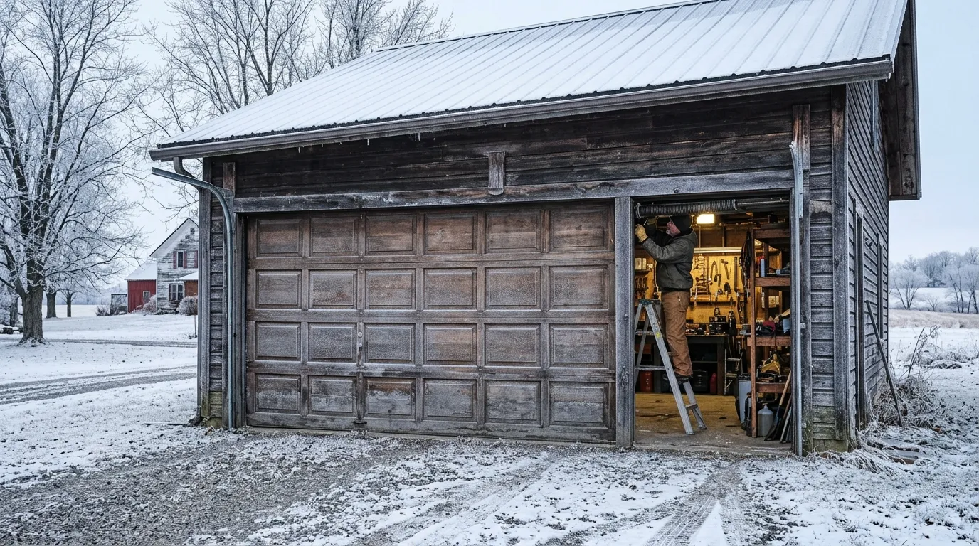 Garage door detail illustrating what wind does to a wide door in arlington heights